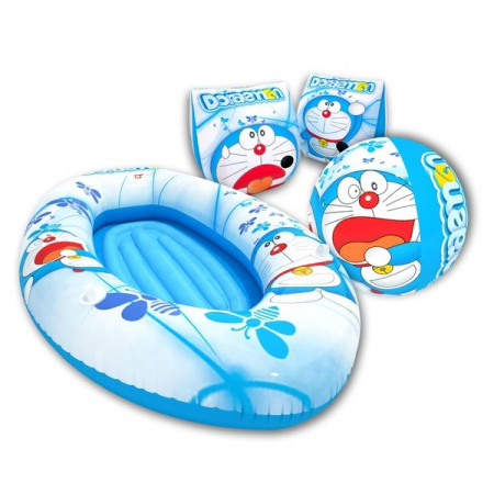 Set de playa compuesto por Manguitos , Barca y Pelota de Doraemon.